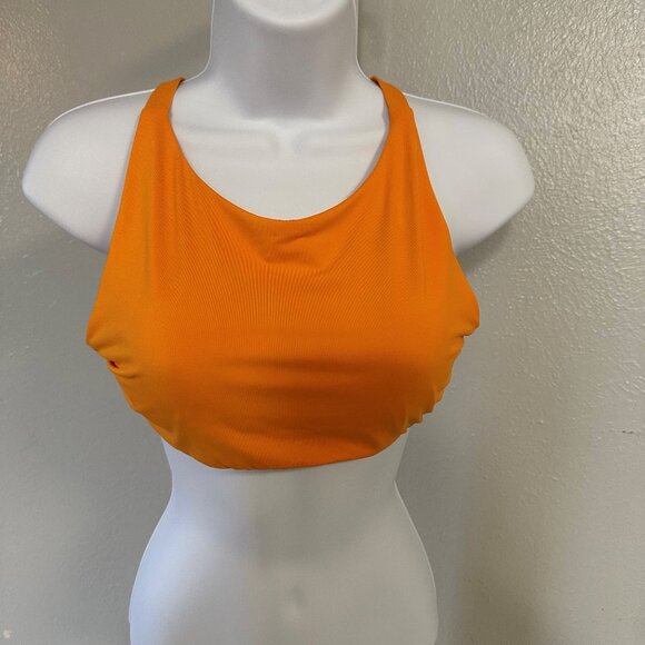 Athleta Racerback Sports Bra Tangerine Size Small Built in Bra Exercise - Picture 1 of 5
